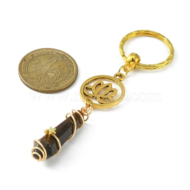 porte-clés en pierres précieuses naturelles à balle enveloppée de fil(KEYC-JKC00495)-5