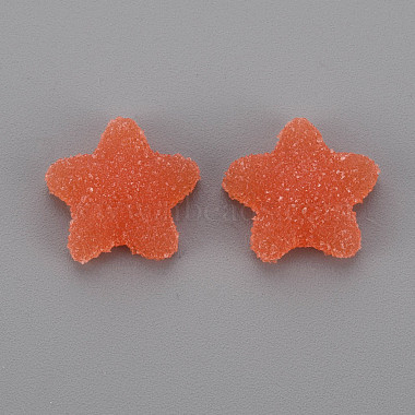 Orange Red Star Epoxy Resin Cabochons