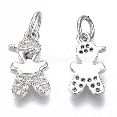 Real Platinum Plated Clear Human Brass+Cubic Zirconia Charms