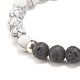 Synthetic Howlite & Natural Lava Rock Round Beaded Stretch Bracelet with Alloy Paw Print(X-BJEW-JB07843)-4