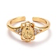 Flower with Virgin Mary Cubic Zirconia Cuff Ring(RJEW-E170-05G)-2