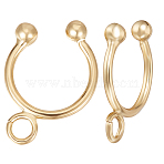 8 Pairs Brass Ear Cuff Findings, with Horizontal Loops, Long-Lasting Plated, Ring, Real 18K Gold Plated, 15x11.5x2.5mm, Hole: 1.9mm(KK-BBC0009-74)