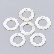 Freshwater Shell Pendants, Ring, Seashell Color, 20x1.5~2mm, Hole: 1mm(SHEL-S269-77)