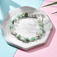 Natural Flower Amazonite Chips Bracelets for Women, with Silver Alloy Lobster Claw Clasps & Iron Chains & Glass Seed, 6-7/8~7-3/8 inch(17.5~18.8cm)(BJEW-H623-01S-08)