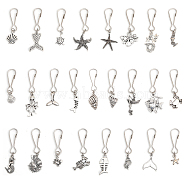 SUPERFINDINGS Ocean Theme Tibetan Style Alloy Pendant Decoration, with Iron Keychain Clasp, Sea Animal/Mermaid/Shell/Starfish Shape, Antique Silver, 47~65mm, 25 Style, 1pc/style, 25pcs/set, 2 sets/box(HJEW-FH0001-36)