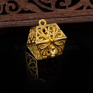 Alloy Bead Cage Pendants, Hexagon Hollow Cage Charms, Golden, 25x22mm(PW-WG12398-03)