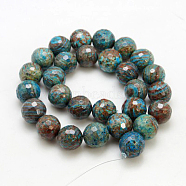 Natural Chrysocolla Beads Strands, Round, Faceted, Dyed & Heated, Colorful, 12mm, hole: 1mm, 15.5 inch, 33pcs/strand(G-G099-F12mm-35)