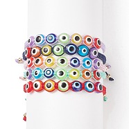 5Pcs 5 Color Resin Evil Eye Braided Bead Bracelets Set, Lucky Adjustable Bracelets for Women, Mixed Color, Inner Diameter: 2-1/8~2-3/4 inch(5.35~7.1cm), 1Pc/color(BJEW-JB08809)