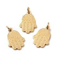 Ion Plating(IP) 316 Surgical Stainless Steel Pendants, Palm, Golden, 14x10x1mm, Hole: 2.4mm(STAS-D450-06G)