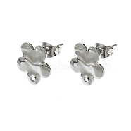 Non-Tarnish 304 Stainless Steel Stud Earring Findings, Flower, 12x12mm, Hole: 1.4mm, Pin: 10.5x0.5mm(STAS-L024-003P-03)