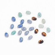 Natural Mixed Gemstone Cabochons, Oval, Faceted, 5.5~6x4x2.5mm(G-F680-I)