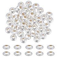 50Pcs 925 Sterling Silver Saucer Spacer Beads, Disc, Silver, 4x2mm, Hole: 1.4mm(FIND-BC0003-80)