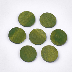 Painted Wood Cabochons, Flat Round, Olive Drab, 20x2mm(WOOD-T021-17F)
