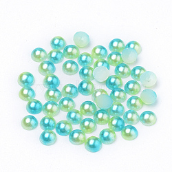 Imitation Pearl Acrylic Cabochons, Dome, Green Yellow, 6x3mm, about 5000pcs/bag(OACR-R063-6mm-03)