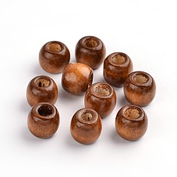 Natural Wood Beads, Dyed, Lead Free, Rondelle, Sienna, 12x11mm, Hole: 5mm, about 1800pcs/1000g(WOOD-S030-02-LF)