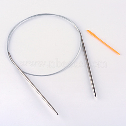 Steel Wire Stainless Steel Circular Knitting Needles and Random Color Plastic Tapestry Needles, More Size Available, Stainless Steel Color, 800x2mm, 2pcs/bag(TOOL-R042-800x2mm)