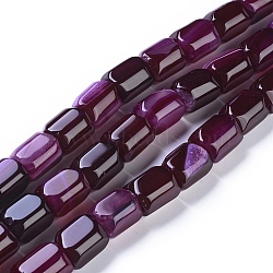 Natural Agate Beads Strands, Dyed & Heated, Column, Purple, 20x15mm, Hole: 1.2mm, about 19pcs/strand, 14.76 inch(37.5cm)(G-L542-B09)