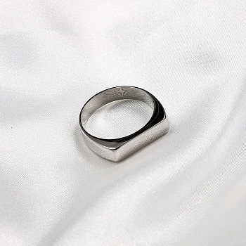 Rectangle 304 Stainless Steel Finger Rings for Men, Stainless Steel Color, US Size 10(19.8mm)