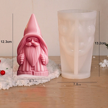 3D Christmas Santa Claus DIY Silicone Statue Candle Molds, Aromatherapy Candle Moulds, Portrait Sculpture Scented Candle Making Molds, White, 7.6x7.8x13.2cm