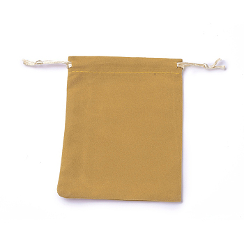 Velvet Packing Pouches, Drawstring Bags, Goldenrod, 15~15.2x12~12.2cm