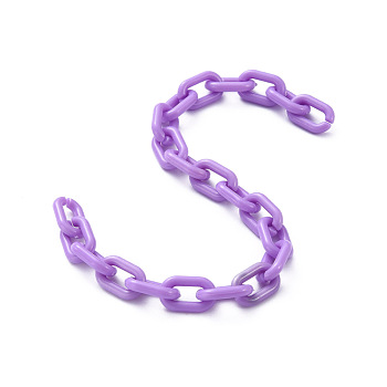 Handmade Opaque Acrylic Cable Chains, Lilac, 15x9x3mm, 39.37 inch(1m)/strand