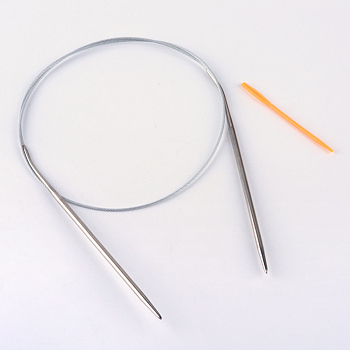 Steel Wire Stainless Steel Circular Knitting Needles and Random Color Plastic Tapestry Needles, More Size Available, Stainless Steel Color, 800x2mm, 2pcs/bag