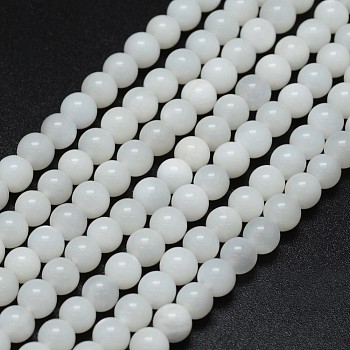 Natural White Moonstone Beads Strands, Round, 4mm, Hole: 0.8mm, about 100pcs/strand, 15.75 inch(40cm)