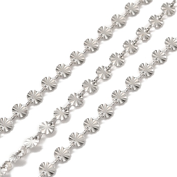 304 Stainless Steel Flower Link Chains, with Spool, Unwelded, Stainless Steel Color, 6x4x0.6mm, about 32.81 Feet(10m)/Roll