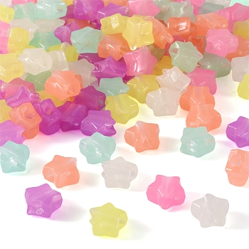 Luminous Acrylic Beads, Glow in the Dark, Star, Mixed Color, 12x13x7mm, Hole: 3.2mm, 100g/bag