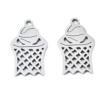 201 Stainless Steel Pendants, Laser Cut, Basketball, Stainless Steel Color, 17.5x10.5x1mm, Hole: 1.4mm