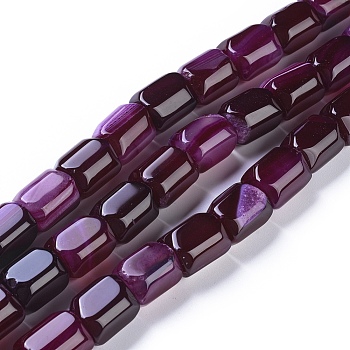 Natural Agate Beads Strands, Dyed & Heated, Column, Purple, 20x15mm, Hole: 1.2mm, about 19pcs/strand, 14.76 inch(37.5cm)