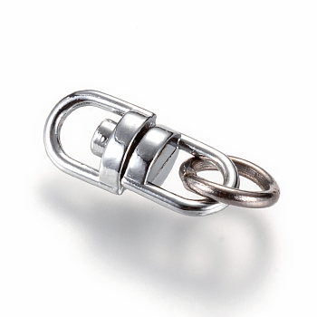 Alloy Double Ended Swivel Eye Hook, Swivel Connectors Clasp, with Iron Jump Rings, Platinum, 18x7.5x4.5mm, Hole: 4.5x5mm
