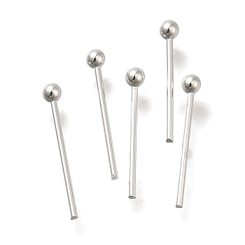 Brass Ball Head Pins, Lead Free & Cadmium Free, 925 Sterling Silver Plated, 10.5x0.6mm, Head: 1.5mm