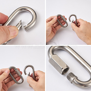 6Pcs 2 Style 304 Stainless Steel Rock Climbing Carabiners(STAS-TA0001-33P)-4