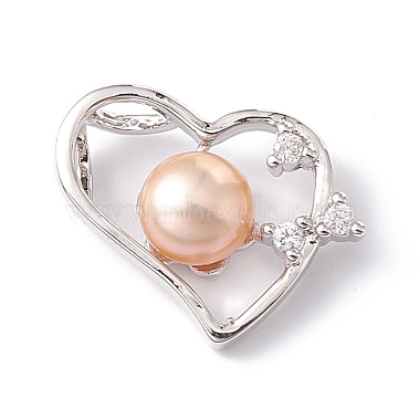 Platinum Clear Heart Pearl Pendants