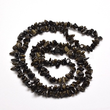 Natural Golden Sheen Obsidian Chip Bead Strands(G-M205-07)-2