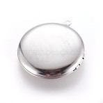Tarnish Resistant 316 Stainless Steel Locket Pendants, Flat Round, Stainless Steel Color, 36x32x6mm, Hole: 2.3mm(STAS-P237-06P)