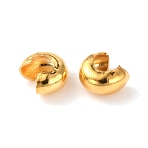 304 Stainless Steel Crimp Beads Cover, Hide Kont Covers Beads, Golden, 4x2mm, Hole: 1.4mm(X-STAS-WH0017-024B)