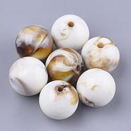 Acrylic Beads, Imitation Gemstone Style, Round, Linen, 13.5~14x13mm, Hole: 2mm, about 330pcs/500g(OACR-T008-11A-12)