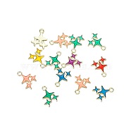 Alloy Enamel Pendants, Golden, Star Charm, Mixed Color, 17x14.5mm(WG61215-03)