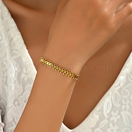 Stainless Steel Link Chain Bracelets for Women, Real 18K Gold Plated(VV3919)