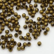 Iron Spacer Beads, Round, Antique Bronze, 3mm in diameter, 3mm thick, Hole: 1.2mm(X-IFIN-E006-AB)
