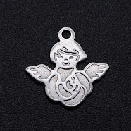 201 Stainless Steel Pendants, Angel, Stainless Steel Color, 16.5x16.5x1mm, Hole: 1.6mm(STAS-S105-T849)