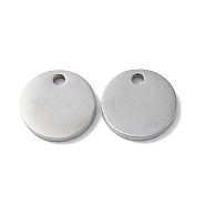 304 Stainless Steel Charms, Stamping Blank Tag, Flat Round Charm, Stainless Steel Color, 10x1.3mm, Hole: 1.5mm(STAS-Q308-09E-P)