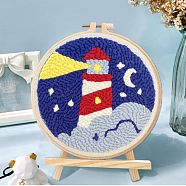 DIY Punch Needle Kits, Lighthouse Pattern with Needle Threaders and Aluminum Threader, for DIY Craft Stitching, 27.5x27.5x0.1cm(DIY-P013-07)