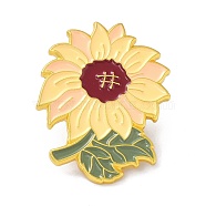 Sunflower Enamel Pin, Lovely Alloy Enamel Brooch for Backpacks Clothes, Golden, Champagne Yellow, 31x24x9mm(JEWB-C008-13G)