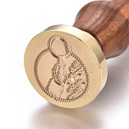 Brass Retro Wax Sealing Stamp, with Rosewood Handle, for Post Decoration DIY Card Making, Round, Magnifying Glass Pattern, 90x25mm(AJEW-F046-01S)