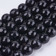 Natural Black Onyx Round Beads Strand, Dyed, Faceted, Black, 8mm, Hole: 1mm, about 47pcs/strand, 15.35 inch(G-L084-8mm-20)