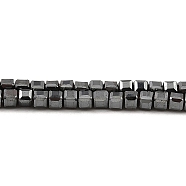 Electroplated Synthetic Non-Magnetic Hematite Beads Strands, Faceted Cube, Gunmetal Plated, 2.5x2.5x2.4mm, Hole: 0.8mm, about 164pcs/strand, 15.16~15.35''(38.5~39cm)(G-E606-C01-B)