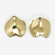 Brass Charms, Waved, Real 18K Gold Plated, 13x13x1.5mm, Hole: 1mm(KK-N200-017)